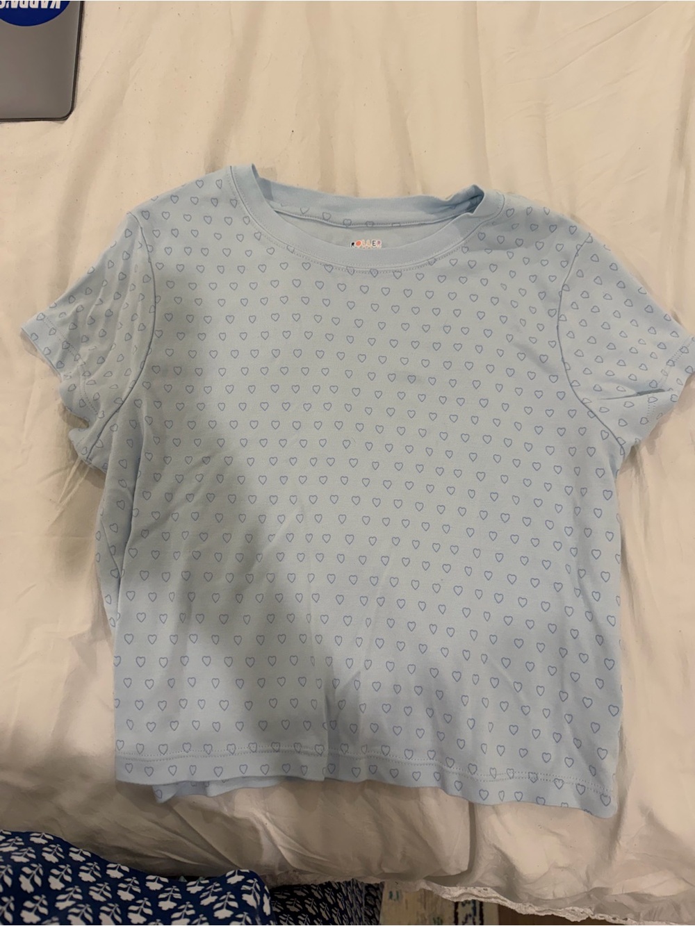Roller Rabbit Light Blue Heart Print Crop Tee & Pants